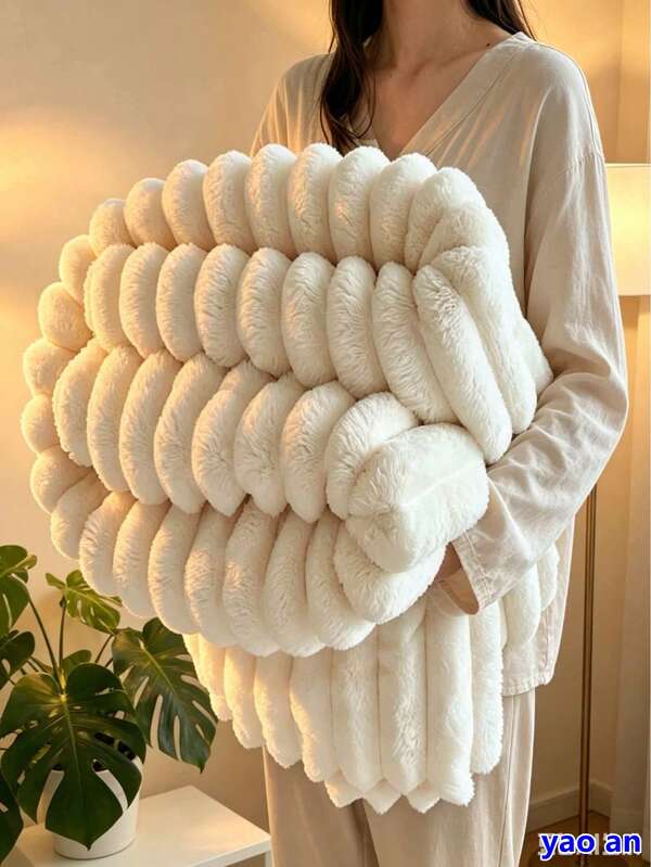 1pc Soft Warm Plush Striped Blanket, Versatile Throw Blanket For Bedroom, Sofa, Travel, Office, Suitable For All Seasons, Perfect Christmas & Halloween Gift For Friends And Family
